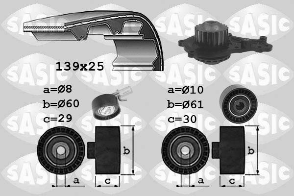 Sasic 3900037 - Водяний насос + комплект зубчатого ременя autocars.com.ua