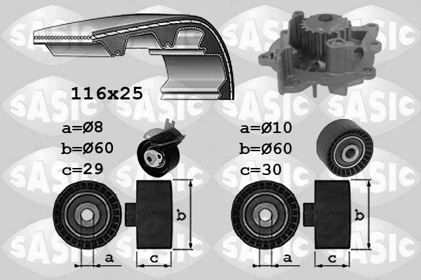 Sasic 3900038 - Водяний насос + комплект зубчатого ременя autocars.com.ua