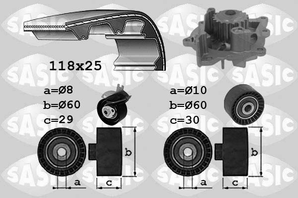 Sasic 3900039 - Водяний насос + комплект зубчатого ременя autocars.com.ua