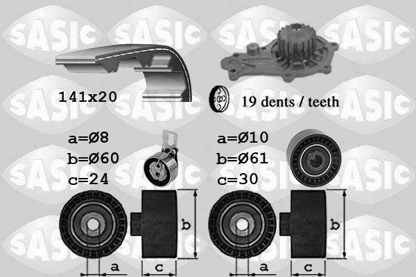 Sasic 3900044 - Водяний насос + комплект зубчатого ременя autocars.com.ua