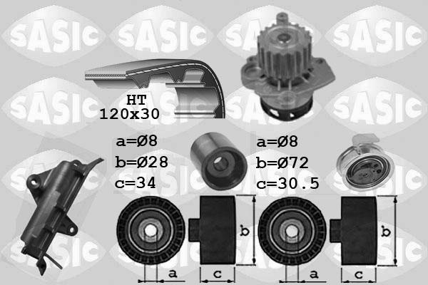 Sasic 3906024 - Водяний насос + комплект зубчатого ременя autocars.com.ua