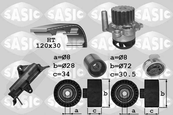 Sasic 3906025 - Водяний насос + комплект зубчатого ременя autocars.com.ua