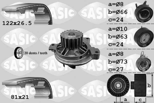 Sasic 3906049 - Водяний насос + комплект зубчатого ременя autocars.com.ua