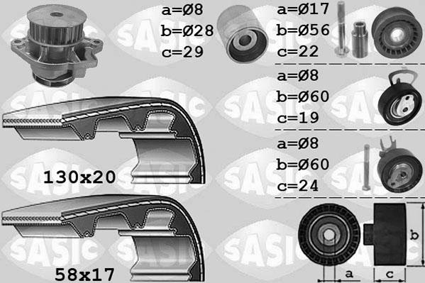 Sasic 3906060 - Водяний насос + комплект зубчатого ременя autocars.com.ua
