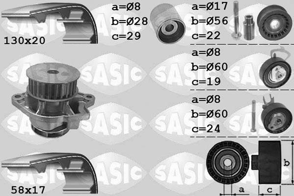 Sasic 3906061 - Водяний насос + комплект зубчатого ременя autocars.com.ua