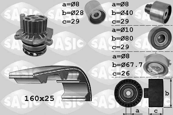 Sasic 3906077 - Водяний насос + комплект зубчатого ременя autocars.com.ua