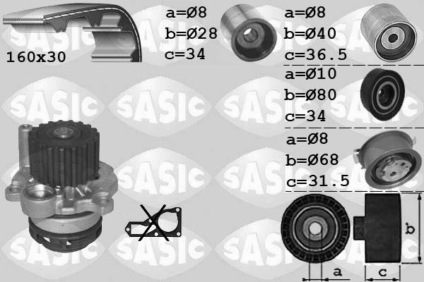 Sasic 3906082 - Водяний насос + комплект зубчатого ременя autocars.com.ua