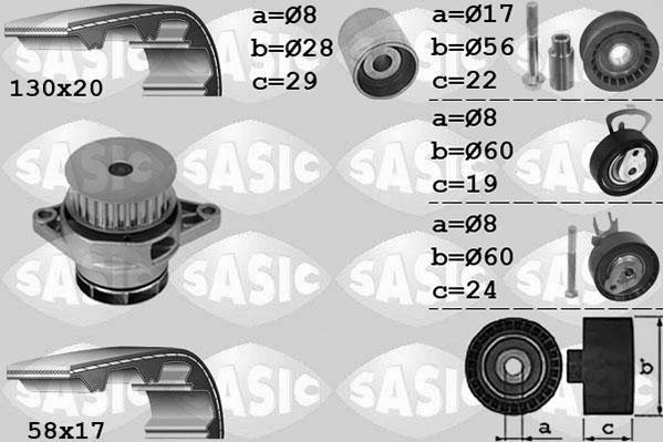 Sasic 3906085 - Водяний насос + комплект зубчатого ременя autocars.com.ua