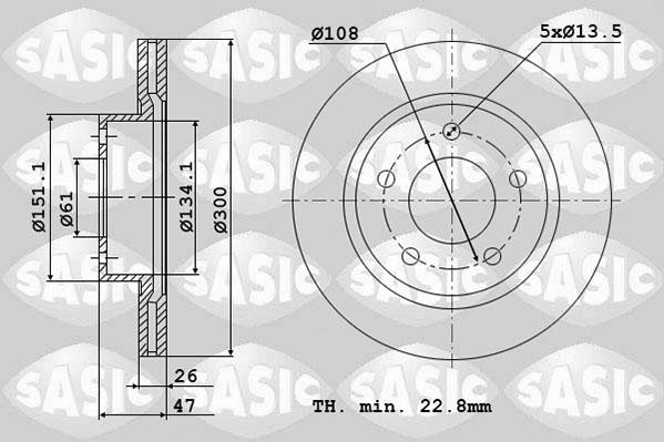 Sasic 4004299J - Гальмівний диск autocars.com.ua