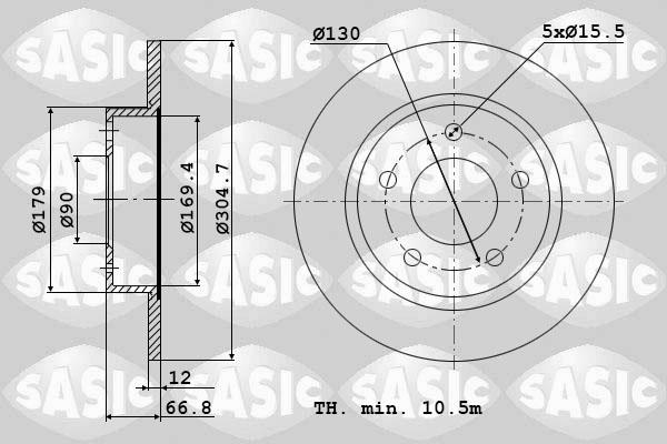 Sasic 4004302J - Гальмівний диск autocars.com.ua