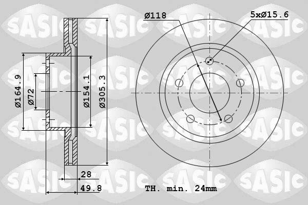 Sasic 4004303J - Гальмівний диск autocars.com.ua