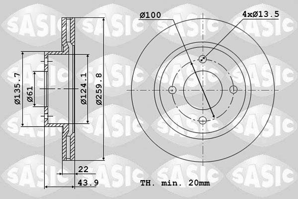 Sasic 4004308J - Тормозной диск autodnr.net