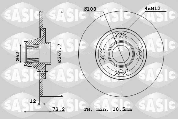 Sasic 6100009 - Гальмівний диск autocars.com.ua