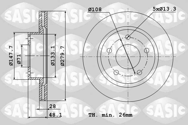 Sasic 6100016 - Тормозной диск autodnr.net
