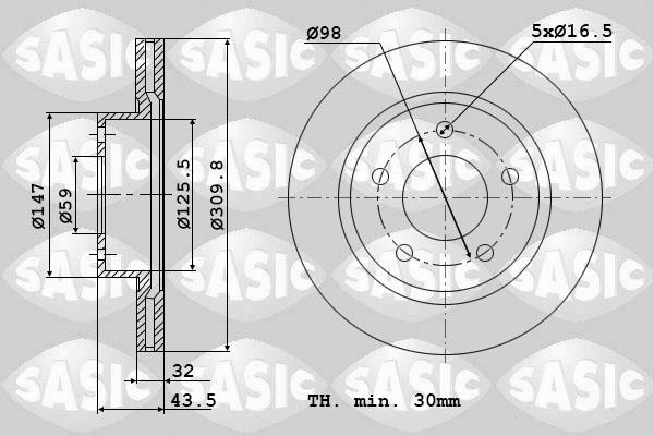 Sasic 6100027 - Тормозной диск avtokuzovplus.com.ua