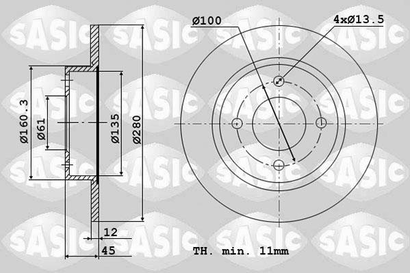 Sasic 6104016 - Гальмівний диск autocars.com.ua