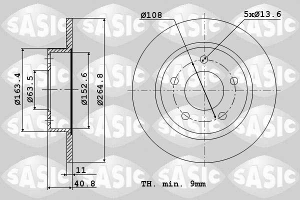 Sasic 6106009 - Гальмівний диск autocars.com.ua