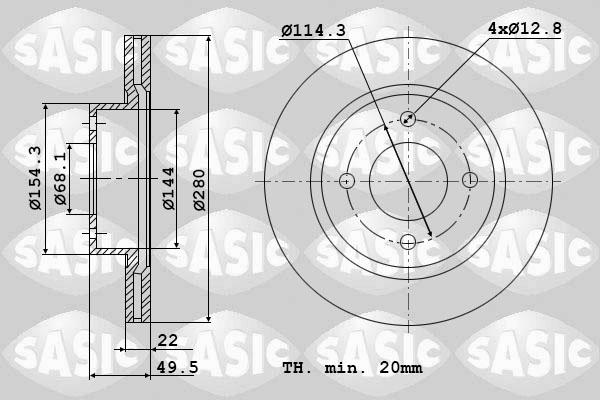 Sasic 6106043 - Тормозной диск avtokuzovplus.com.ua