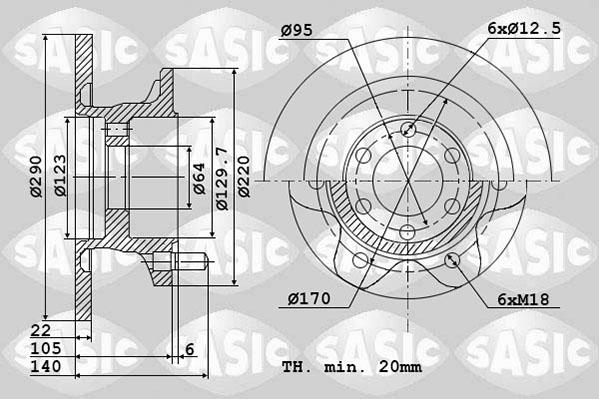 Sasic 6106072 - Гальмівний диск autocars.com.ua