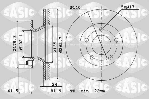 Sasic 6106097 - Гальмівний диск autocars.com.ua