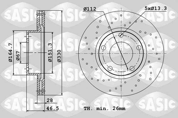 Sasic 6106105 - Тормозной диск avtokuzovplus.com.ua