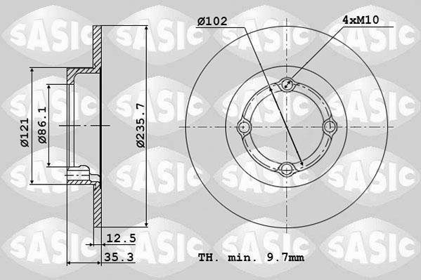 Sasic 6106111 - Гальмівний диск autocars.com.ua