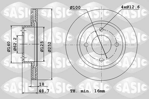 Sasic 6106225 - Гальмівний диск autocars.com.ua