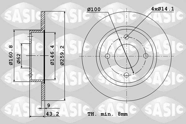 Sasic 6106265 - Тормозной диск autodnr.net