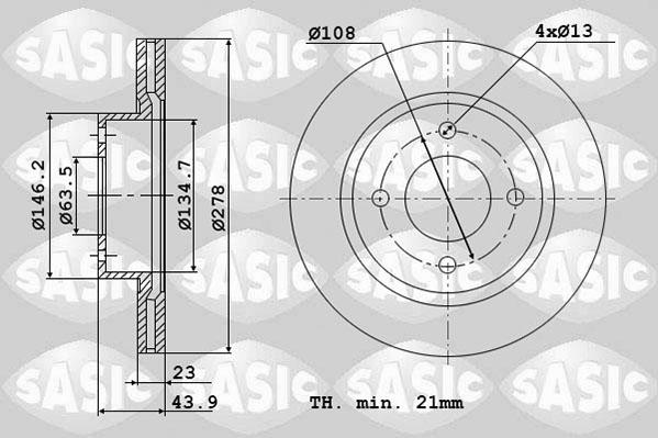 Sasic 6106293 - Тормозной диск avtokuzovplus.com.ua