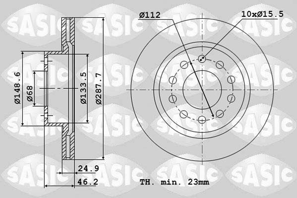 Sasic 6106334 - Гальмівний диск autocars.com.ua