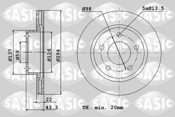 Sasic 6106342 - Тормозной диск avtokuzovplus.com.ua