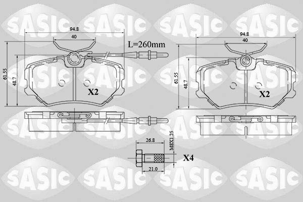 Sasic 6210063 - Гальмівні колодки, дискові гальма autocars.com.ua