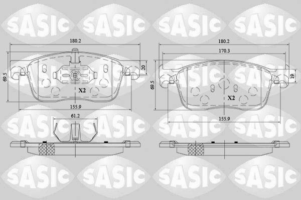 Sasic 6210082 - Гальмівні колодки, дискові гальма autocars.com.ua