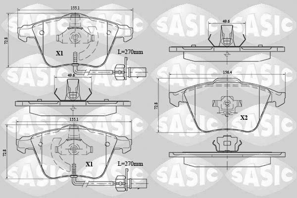 Sasic 6216074 - Гальмівні колодки, дискові гальма autocars.com.ua