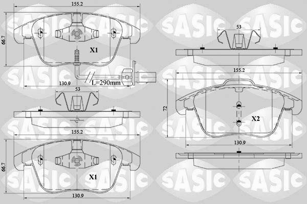 Sasic 6216092 - Гальмівні колодки, дискові гальма autocars.com.ua