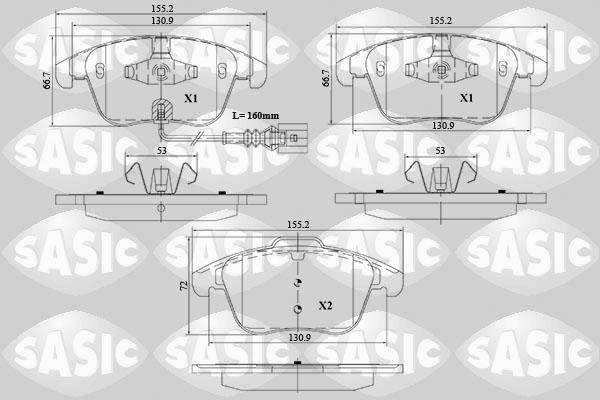 Sasic 6216162 - Тормозные колодки, дисковые, комплект autodnr.net