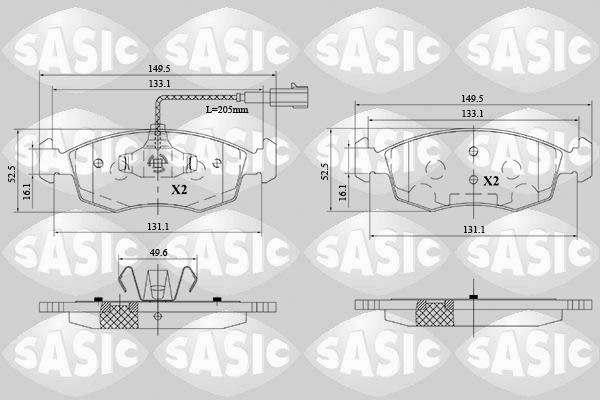 Sasic 6216171 - Тормозные колодки, дисковые, комплект avtokuzovplus.com.ua