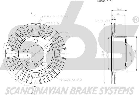 SBS 18153115100 - Гальмівний диск autocars.com.ua