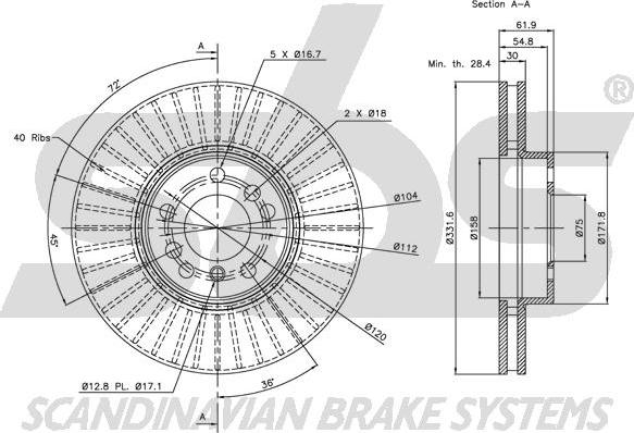 SBS 1815201547 - Гальмівний диск autocars.com.ua