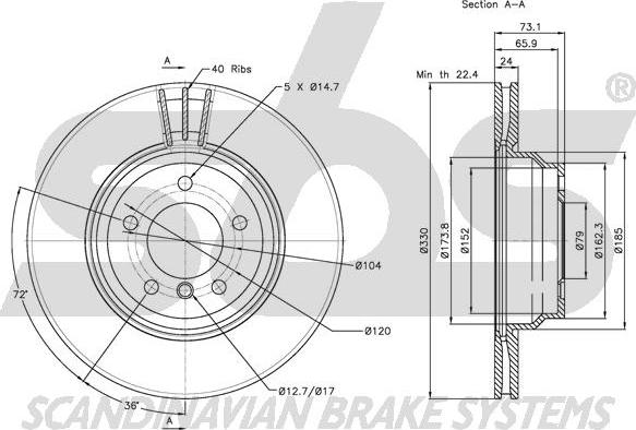 SBS 1815311568 - Гальмівний диск autocars.com.ua