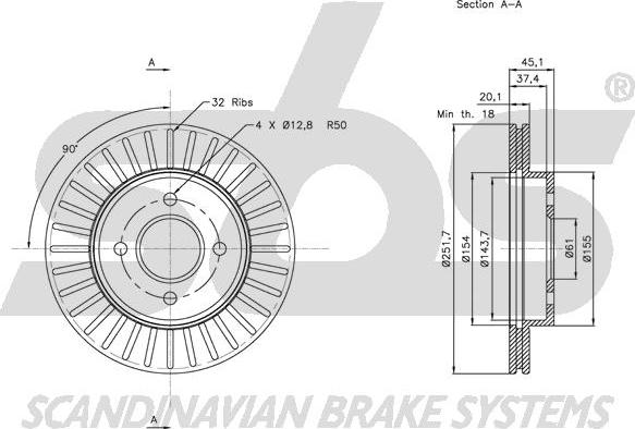 SBS 1815312269 - Гальмівний диск autocars.com.ua