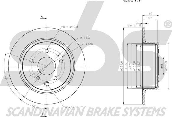 SBS 1815312273 - Гальмівний диск autocars.com.ua