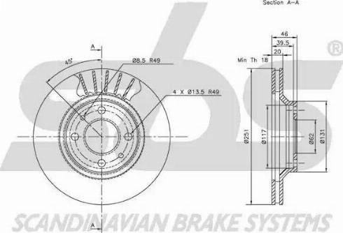 SBS 1815312329 - Гальмівний диск autocars.com.ua