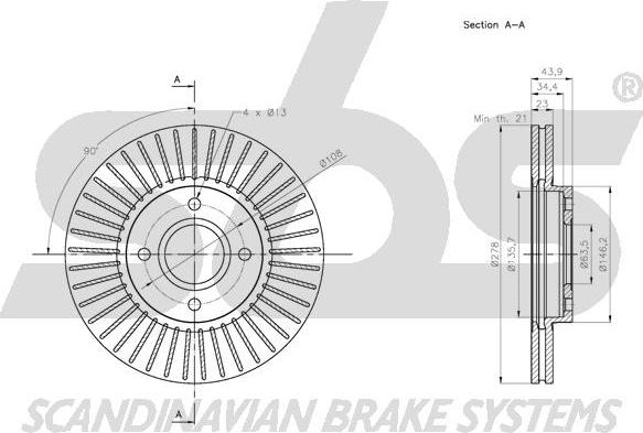 SBS 1815202588 - Гальмівний диск autocars.com.ua