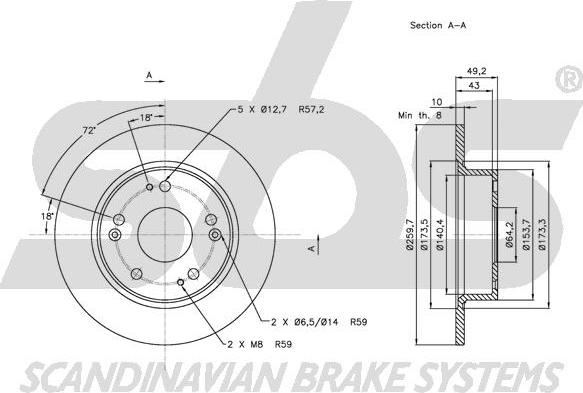 SBS 1815202638 - Гальмівний диск autocars.com.ua