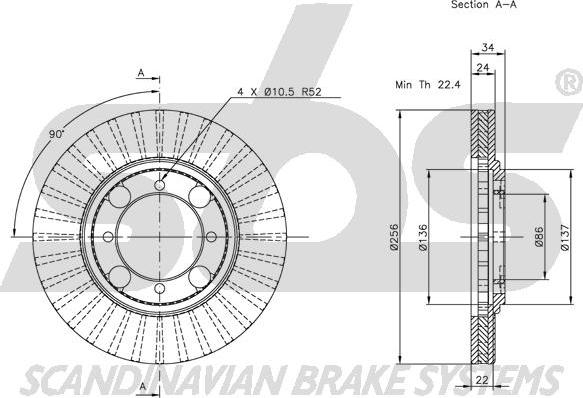 SBS 1815203012 - Гальмівний диск autocars.com.ua