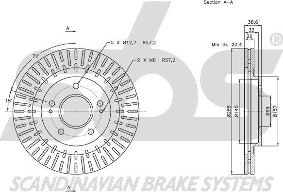 SBS 1815.203048 - Гальмівний диск autocars.com.ua