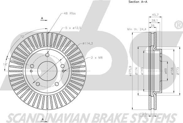 SBS 1815203060 - Гальмівний диск autocars.com.ua