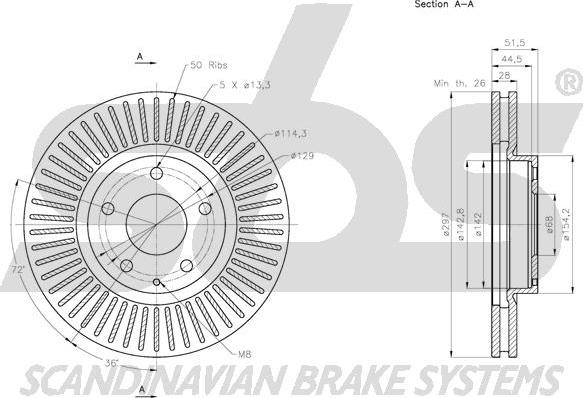 SBS 1815313278 - Гальмівний диск autocars.com.ua