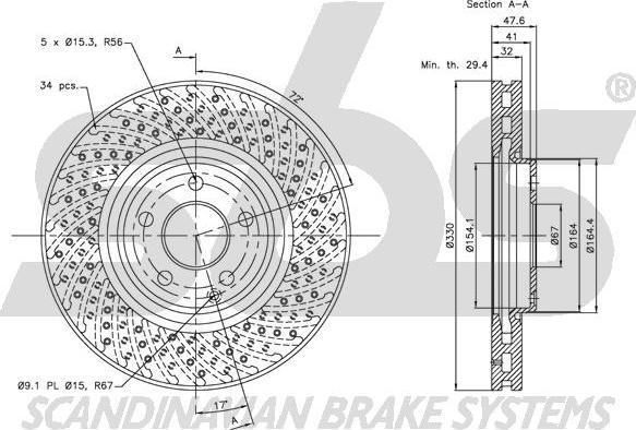 SBS 1815.203382 - Гальмівний диск autocars.com.ua